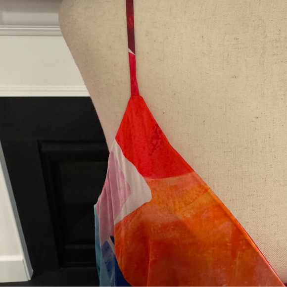 🎨 Nicole Miller New York Abstract Watercolor Maxi Dress – Size L - Picture 2 of 11